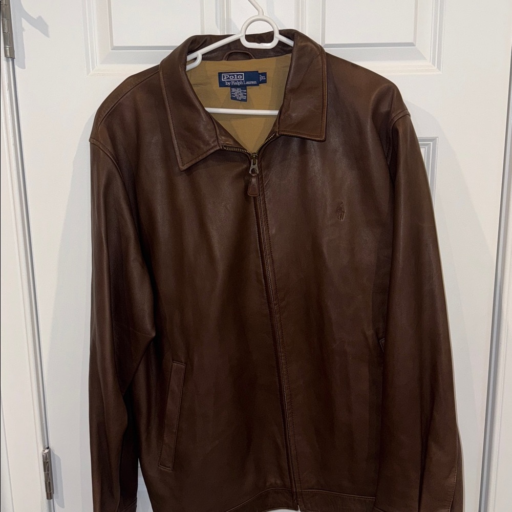 Polo by Ralph Lauren Brown Leather Bomber Jacket